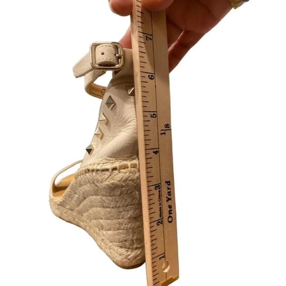 Anthropologie Maypol Studded Cream Leather Nalino Espadrille Wedges